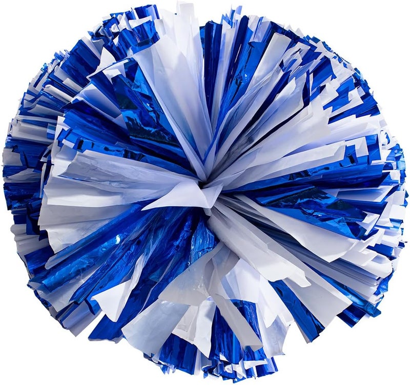 Anderson's Metallic Blue & White Foil Baton School Spirit Shakers, Cheerleader Pom Poms, Football, Basketball, Homecoming Squad, Team, Party, Dance, Club, Performance, Fan Celebration Pack of 2 - Image 1